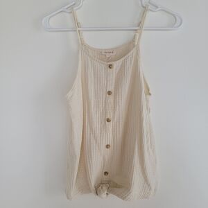 Cat & Jack Cream Button Down Tank with Tie Youth Large